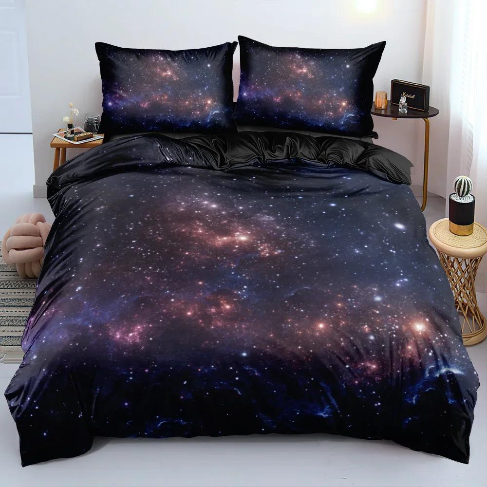 Comforter 3Pcs Magical Galaxy Dark Blue Bedding Set Twin Full Queen King Size Shining Stars Sky Kids Adults Comforter Set