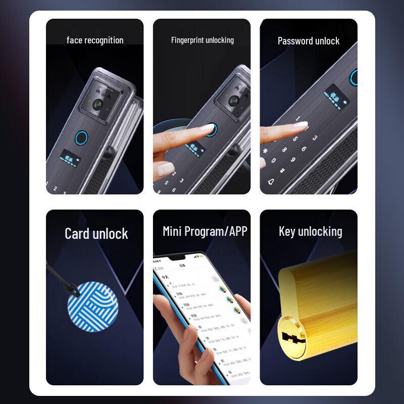 Gopai G6S Smart Fingerprint Lock with 3D Face Recognition CN plug (adapter included)