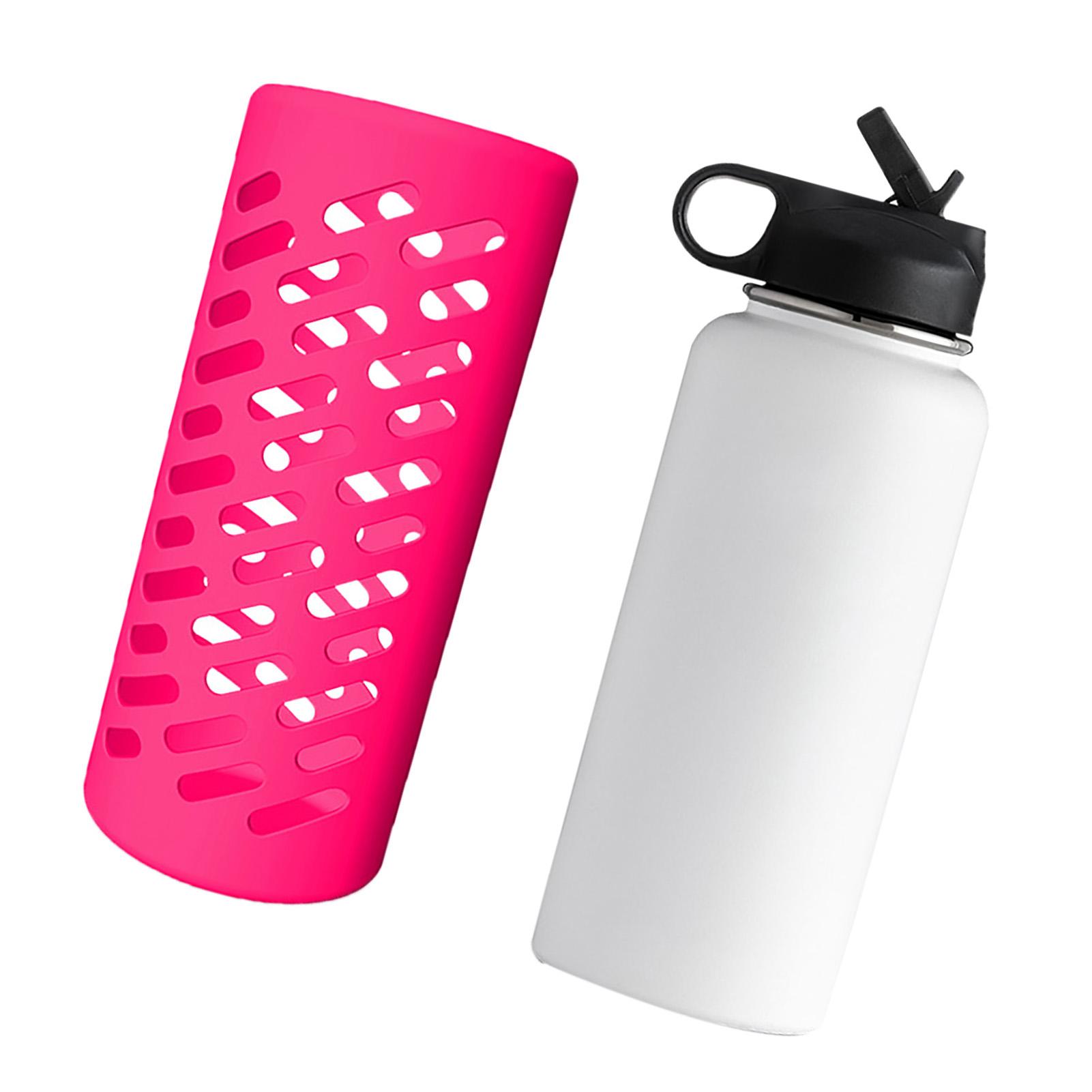 

Silicone Water Bottle Protective Sleeve Flask Water Bottles Protective Cover for Outdoor Camping Rose Red 18oz