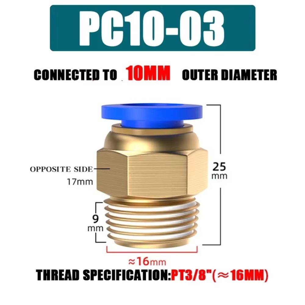 High Quality Brass Pneumatic Fitting PC 4 6 8 10 12MM Multi Size Air Connector Pipe Quick Connectors Pneumatic Systems