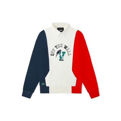 Vans Color Block Flocked Print Fake Two-Piece Pullover Sweatshirt Unisex Sweatshirts Off-White VN0A54JDFS8