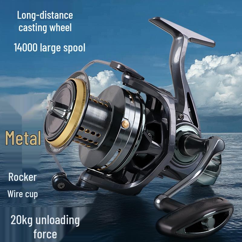 

Дальнобойная безынерционная катушка с наклонной шпулей и металлической шпулей и основанием ножки NGK-12000 Green Reel (Metal Foot)