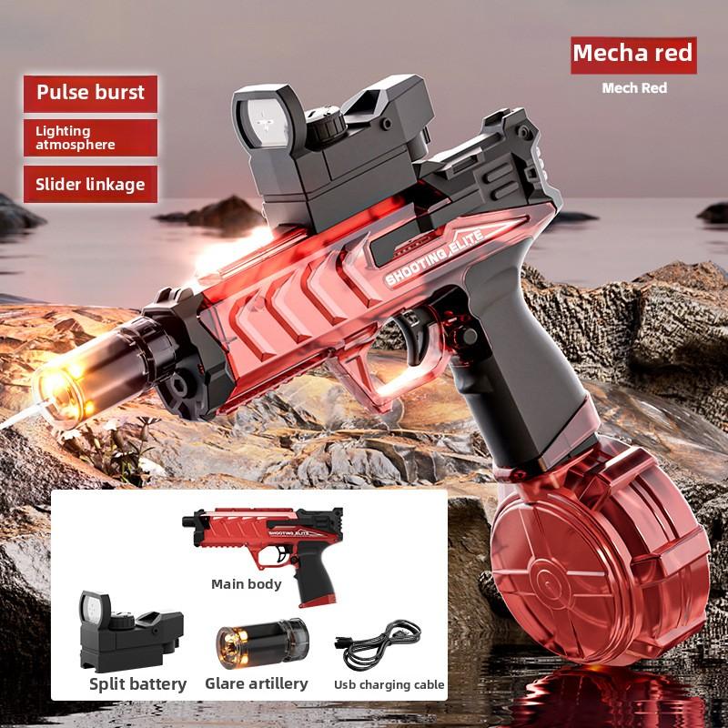 Electric High Pressure Water Gun with Simulated Flame Effect Automatic Continuous Firing Summer Outdoor Pool Toy for Kids Adults