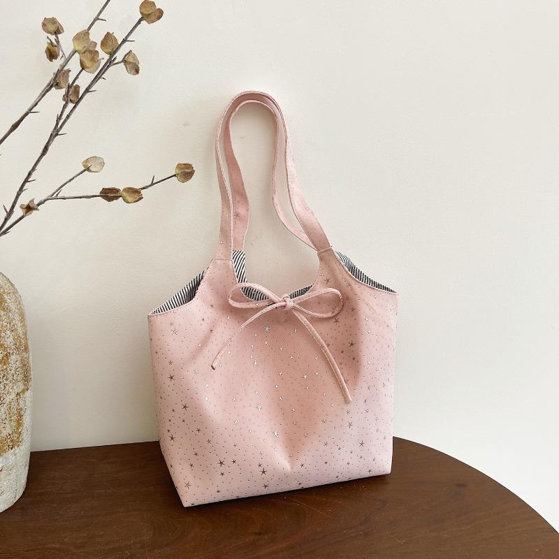 Women Large Capacity Star Print Canvas Casual Commute Single Shoulder Tote Bag