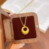 Chinese Style Gold Nugget Peace Buckle Pendant Necklace