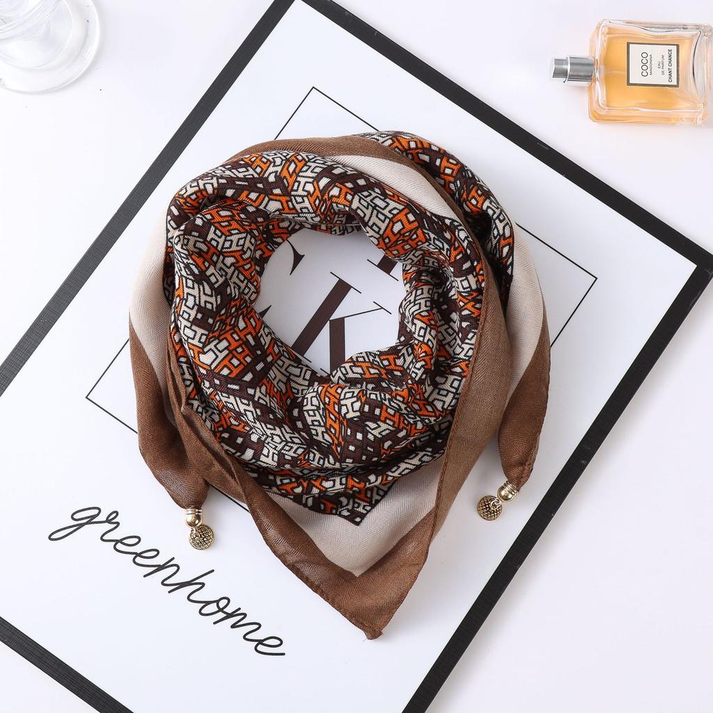 Unisex firkantet skjerf i bomullslin – mykt, pustende, vindtett og dekorativt jacquardvevet mote