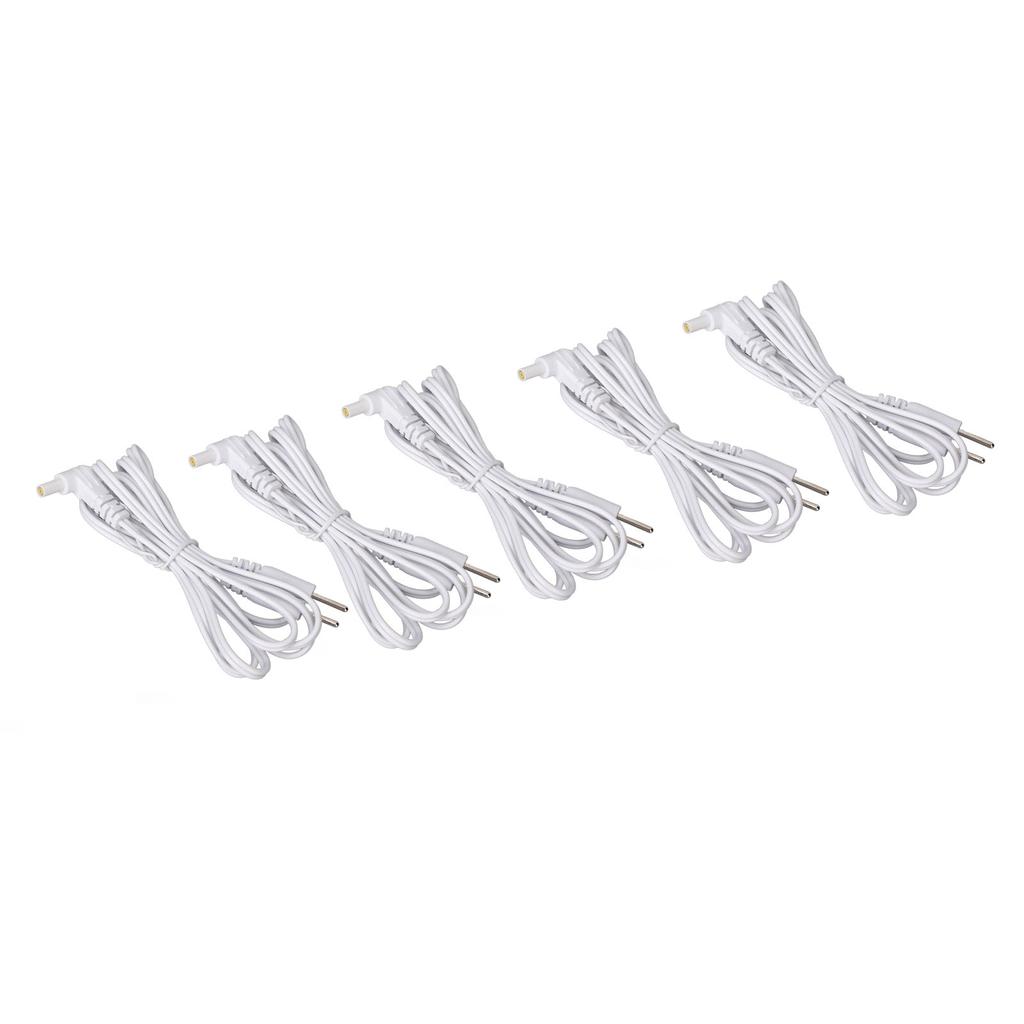 5pcs Replacement Electrode Wires 2.35mm 2 Pin Connector Electrodes Lead Wire for TENS Massager White