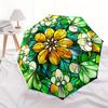 Stained Garden: Vibrant Floral Window ArtUmbrella, Portable 3-Fold Compact Umbrella for Men & Women Gift