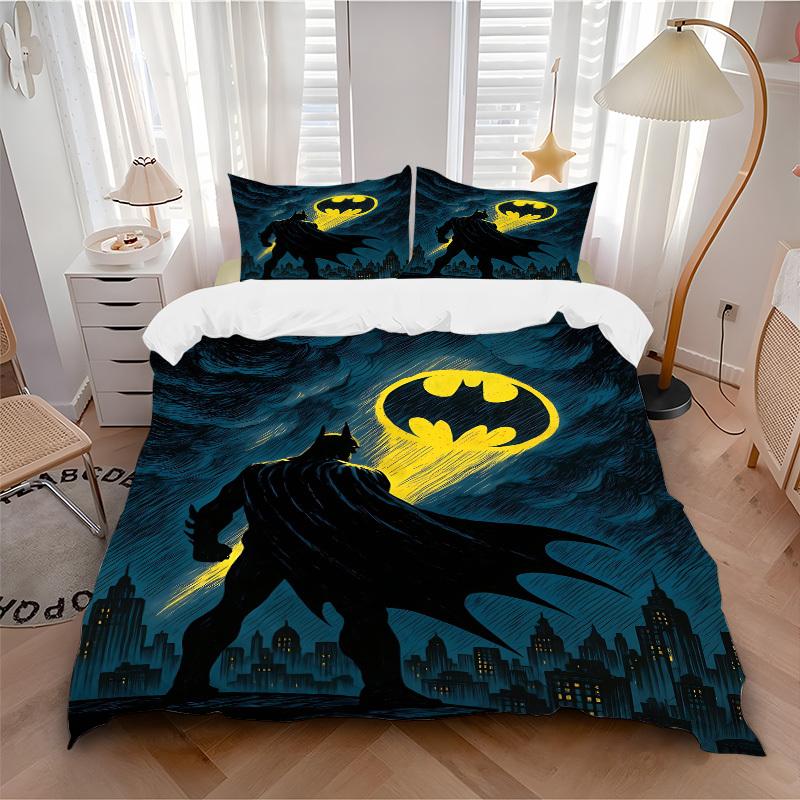 3pcs Batman Duvet Cover Set, 1 Duvet Cover + 2 Pillowcases (No Insert), High-Definition Print for All Seasons,Durable yy251103039