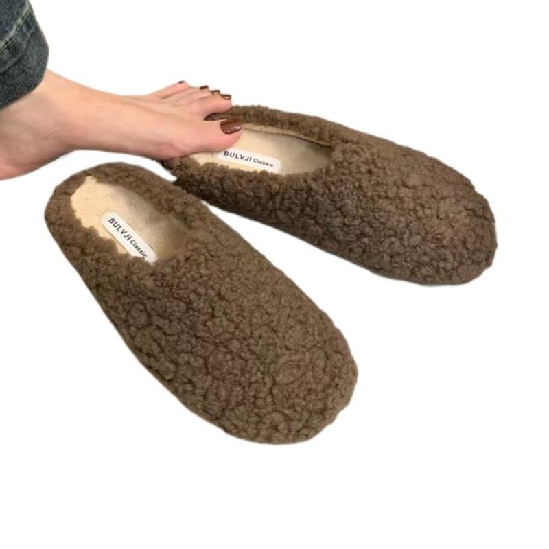 Fashion Women Fur Slippers Casual Flats Mules Shoes Suede New Winter 2025 Trend Fashion Woman Sneakers Slingback Cozy Flip Flops Slides