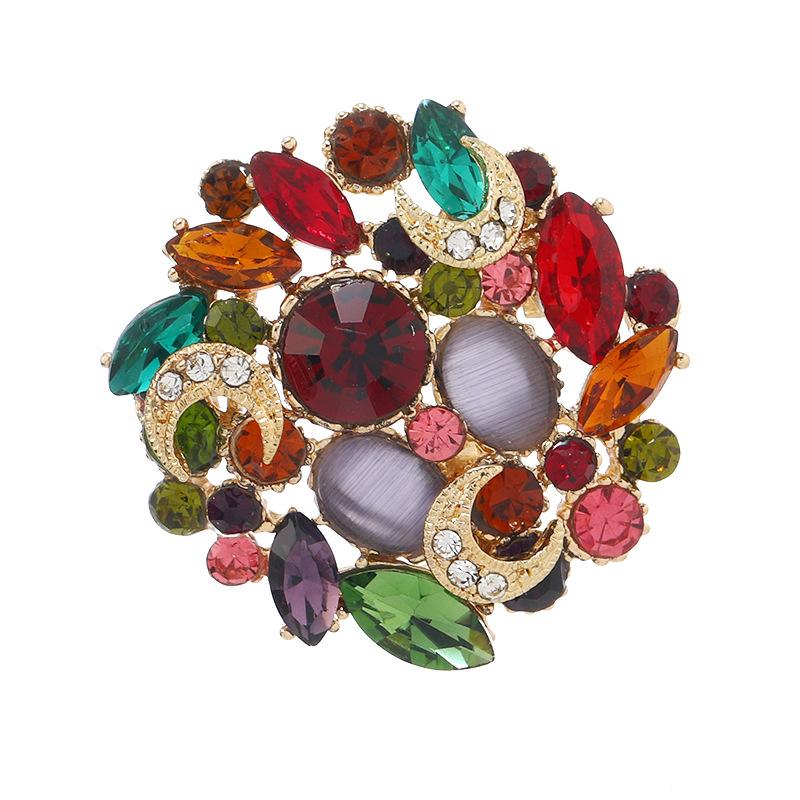 Bright Galaxy Crystal Colored Diamond Brooch High-end Light Luxury Temperament Suit Pin Exquisite Brooch Accessories Women