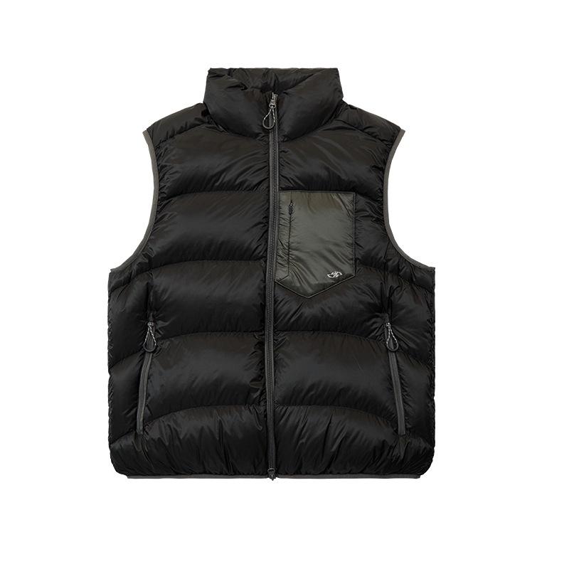 Unisex Winter Lightweight Ribbed Down Jacket and Vest: 90% White Duck Down, Water-Resistant, Breathable, Warm Large чёрный