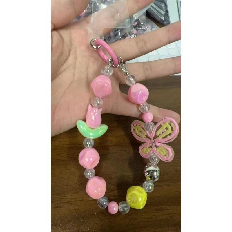 Hand-painted Butterfly Mobile Phone Chain, Earphone Bag, Keychain Pendant, Same Beaded Chain, Mobile Phone Case Accessories.