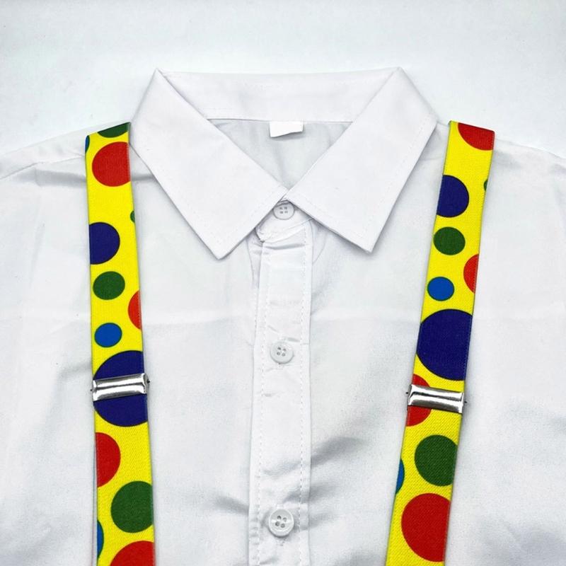 Clown Print Suspender Bowtie Set Fashionable Polyester Suspenders Belt for Enhancing Everyday and Event Look