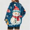 Women's Fashionable V-neck Christmas Printed Long Sleeved Casual Pullover Plush Warm Sweatshirt Top