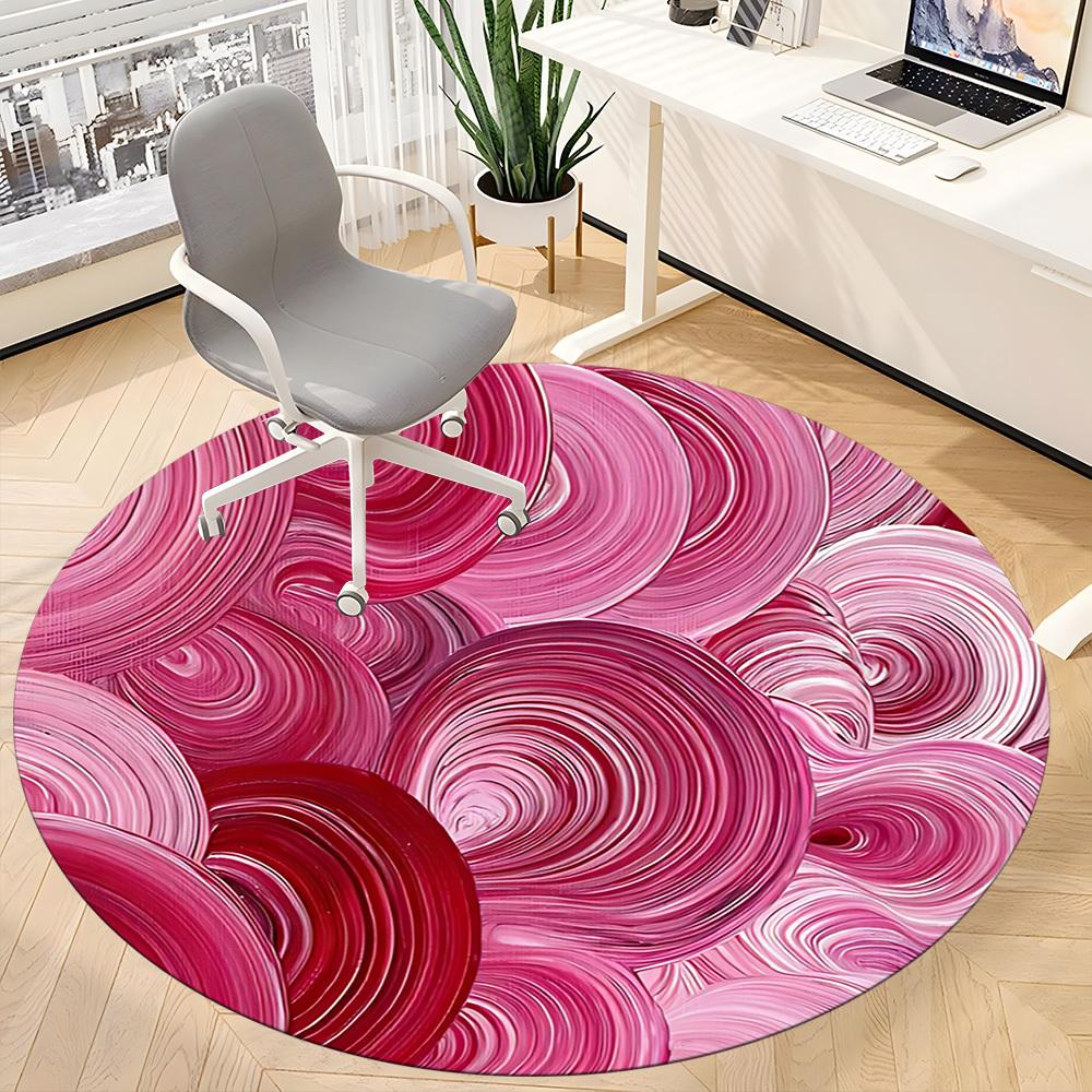 1pc Swirls Circles Office Round Area Rug, Mat Suitable For Office, Under Office Chairs Bedroom Living Room Home Decor, Room Deco