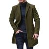Autunno Inverno Uomo Cappotto di Lana Risvolto Manica Lunga Giacca Monopetto Media Lunghezza Business Trench Capispalla Tinta Unita Capispalla Antipolvere