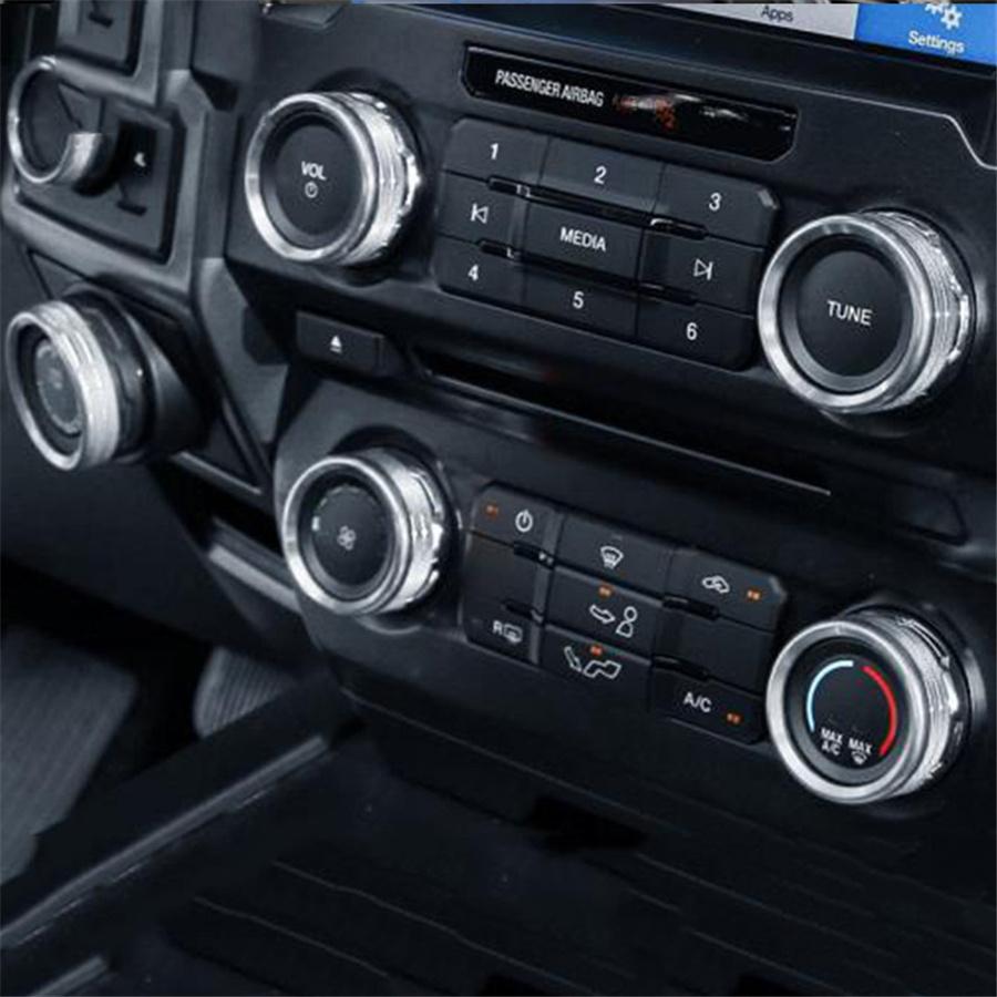 6x For 16-18 Ford F150 Air Conditioner Audio Switch Knob Ring Cover Trim Silver