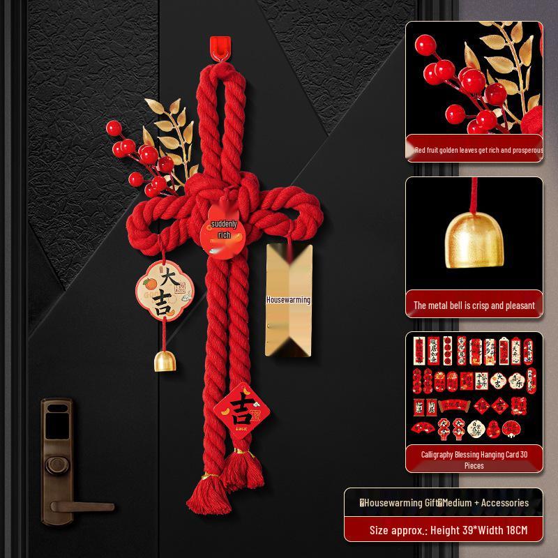 Housewarming Decor: Fu Character Door Handle Pendant Knot for New Home Ceremony