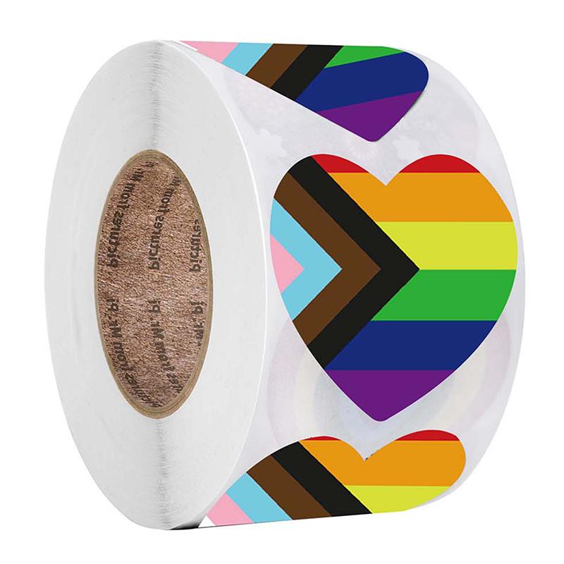 

500pcs DIY Paper Flag Decorations Love Rainbow Progress Self Adhesive Heart Shape Envelope Seals Pride Stickers LGBTQ Gifts Gay різнокольоровий