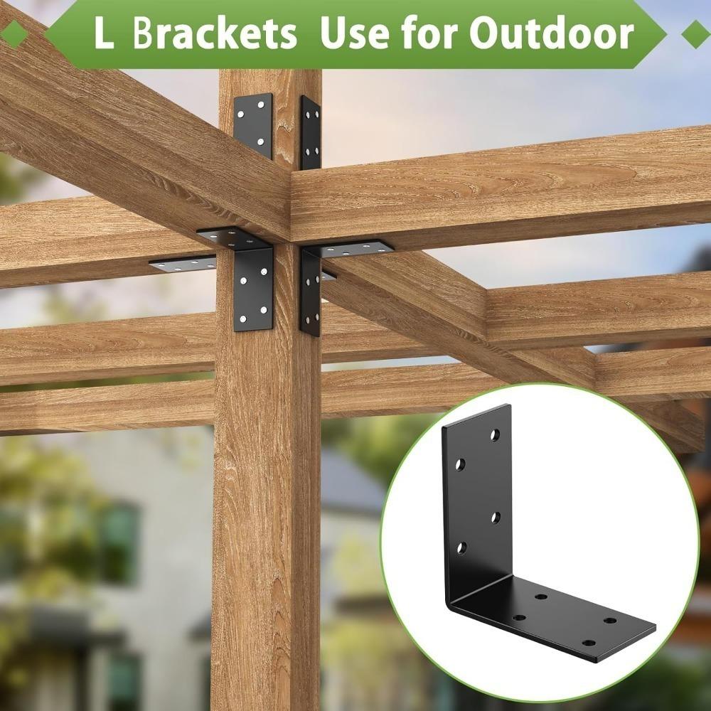 4PCS Heavy Duty L Shape Corner Brace 90 Degree Angle Bracket Solid Iron for Wood Furniture Shelf Support