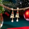 Colorful Crystal Zircon Snowman Dangle Earrings Cute Christmas Tree Snowflake Bow Studs For Women Holiday Party Gifts