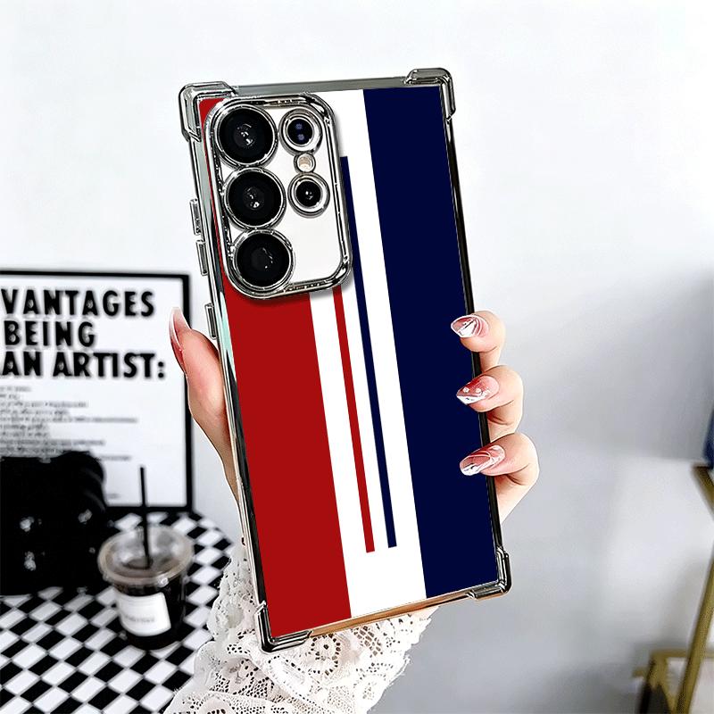 Luxury Sports Line Cool Stripe Plating Phone Case For Samsung Galaxy S24 S25 FE S26 Edge S23 Ultra S22 S21 Plus S20 Anti-Fall Ai