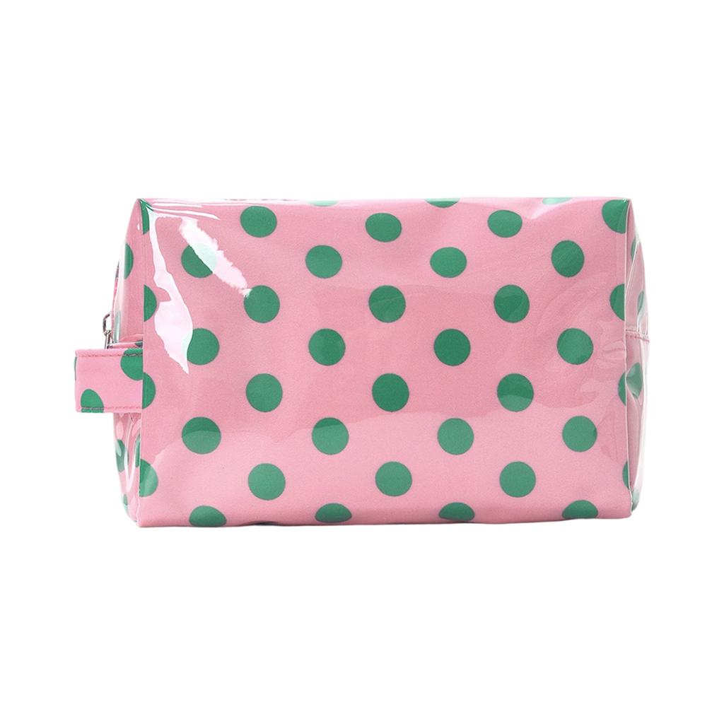 PVC Polka Dot Cosmetic Bag Travel Toiletry Organizer Waterproof Makeup Storage Case with Zipper Closure for Daily Use Washroom and Journey Essentials