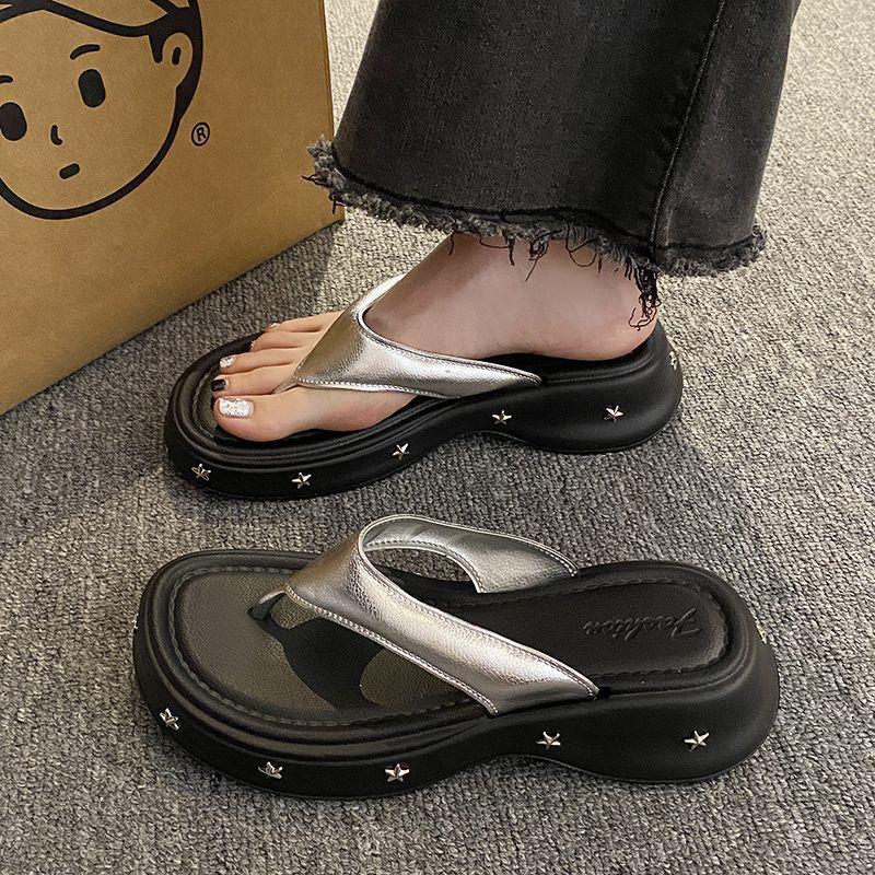 

Женские шлепанцы на толстой подошве в стиле Y2K: Новая летняя пляжная обувь 2024 года 40-41 (Fits 39-40)