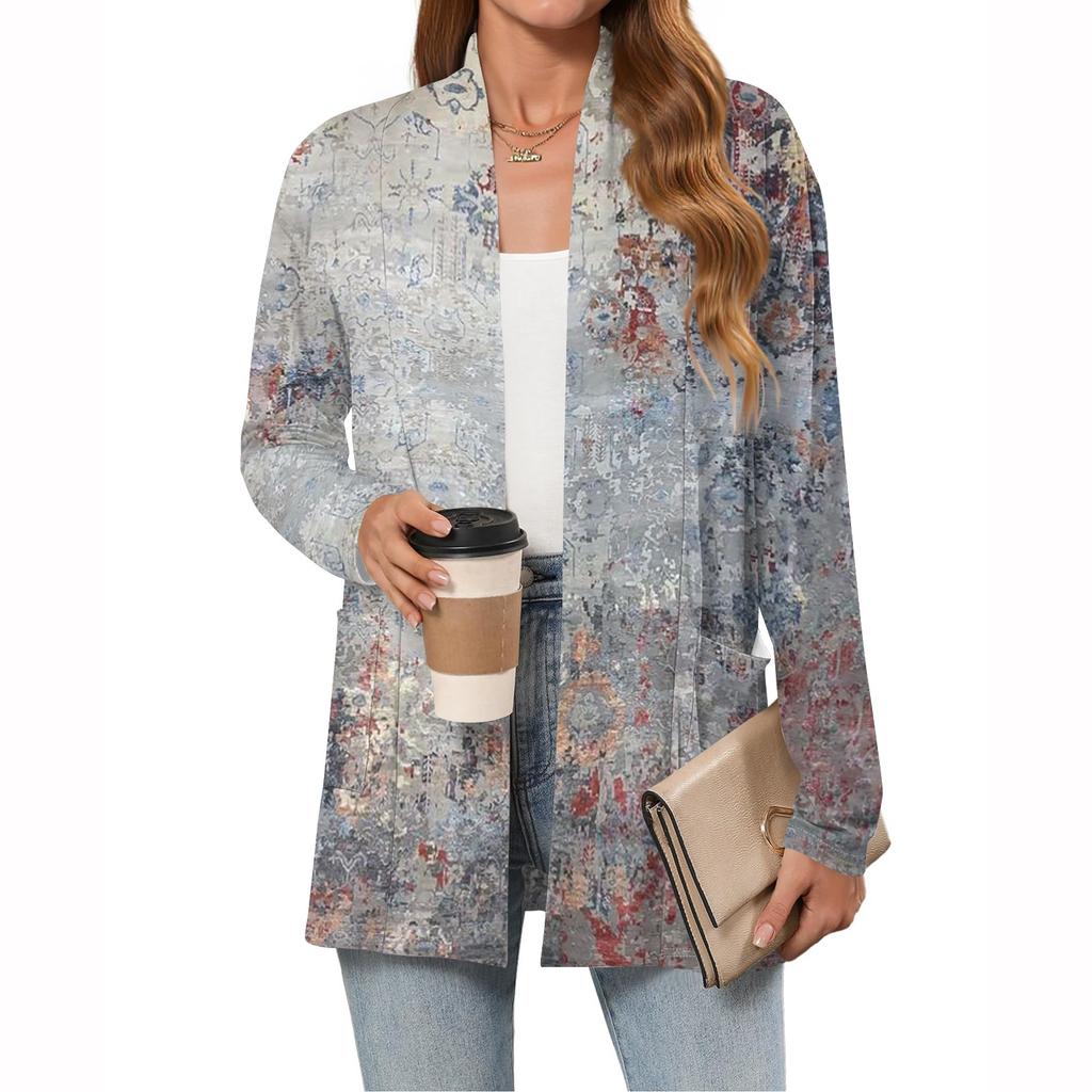 Women's Lightweight Cardigan Sweaters Open Front Long Sleeve Casual Loose Thin Cardigans With Pockets