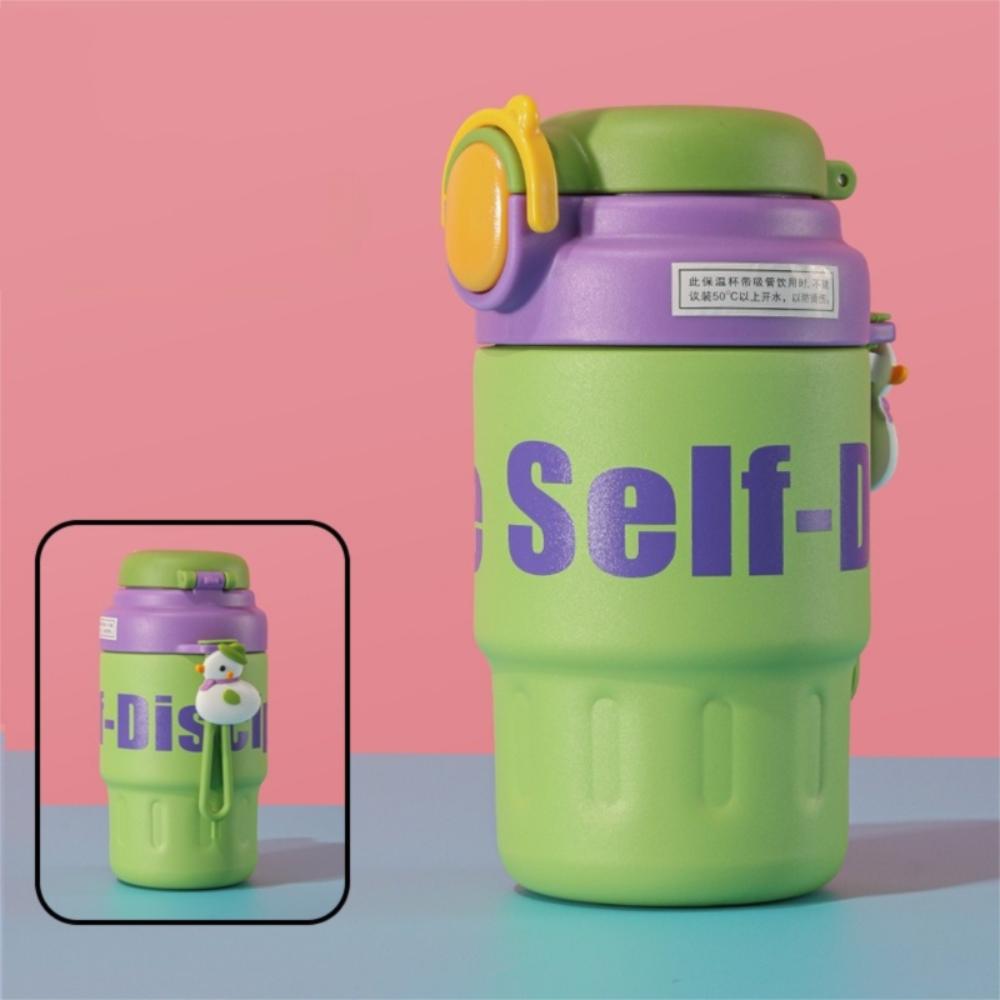 

Stainless Steel Mini Coffee Cup 450ml Straw Vacuum Flask Travel Sports Insulation Cup