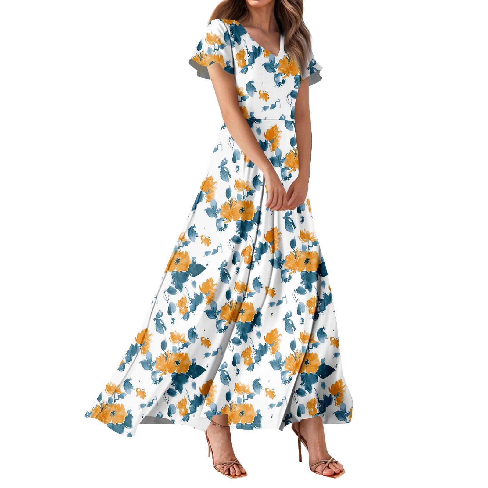 

Женское повседневное платье с принтом флага Дня независимости, V-образным вырезом, короткими рукавами и высокой талией XL жёлтый