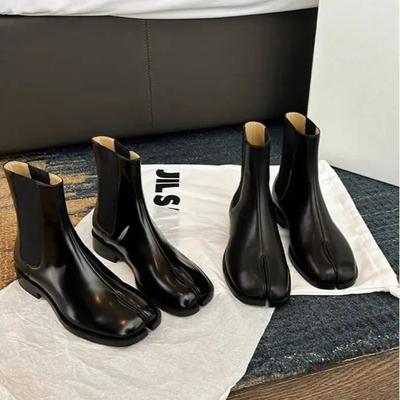 Brytyjski Styl Botki Chelsea Damskie Krótkie Buty Średniej Długości Elastyczny Design z Charakterem Buty na Kopycie Konia Skórzane Buty