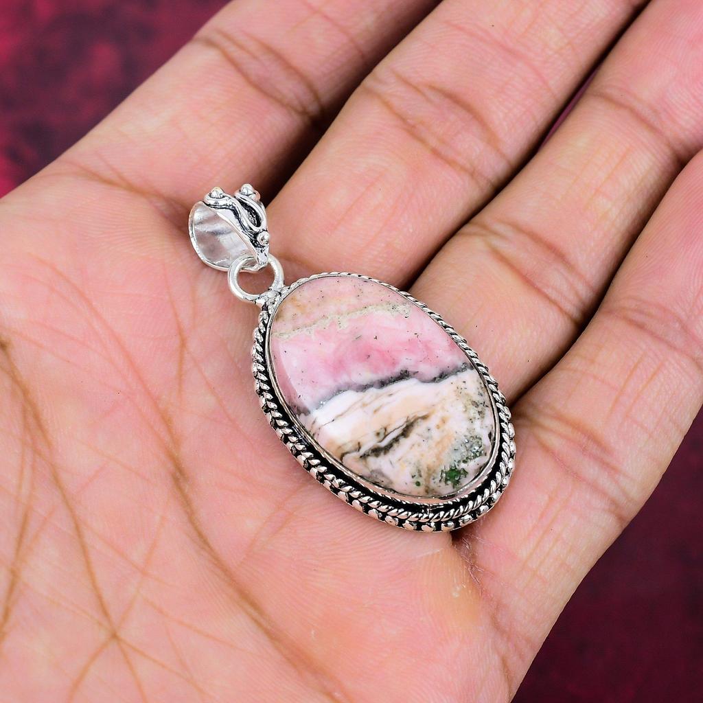 Rhodochrosite Jewelry, 925 Solid Sterling Silver Pendant, Handmade Gemstone Jewelry Pendant, For Memorial Day