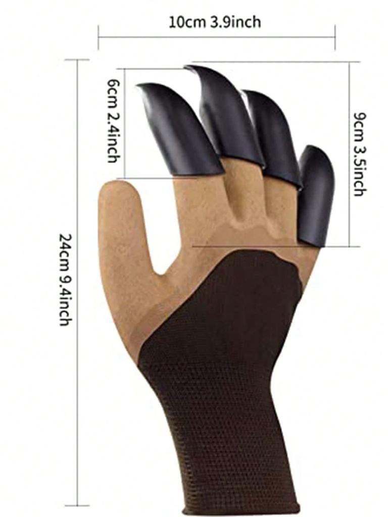 1Pair- Gardening Gloves with Claws Digging Planting Protective Latex Gloves Durable Waterproof Prick-proof Permeable Home Labor