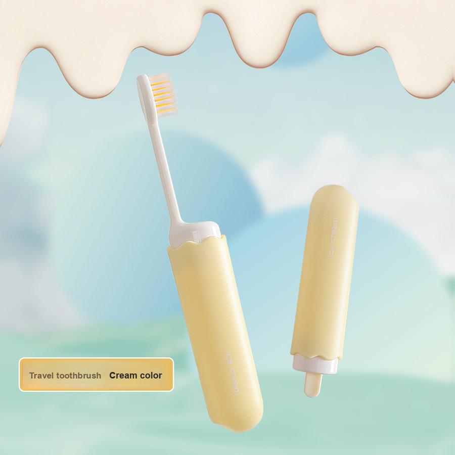Original Travel Folding Toothbrush Soft Bristle Head Comfortable Compact Mini Simple Small Ice Cream Folding Toothbrush