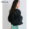 Korean Ulzzang Autumn Winter Women Sweater Blue Pink Black Apricot Knitting Cardigan Knitted Lantern Sleeve Stylish Outerwear