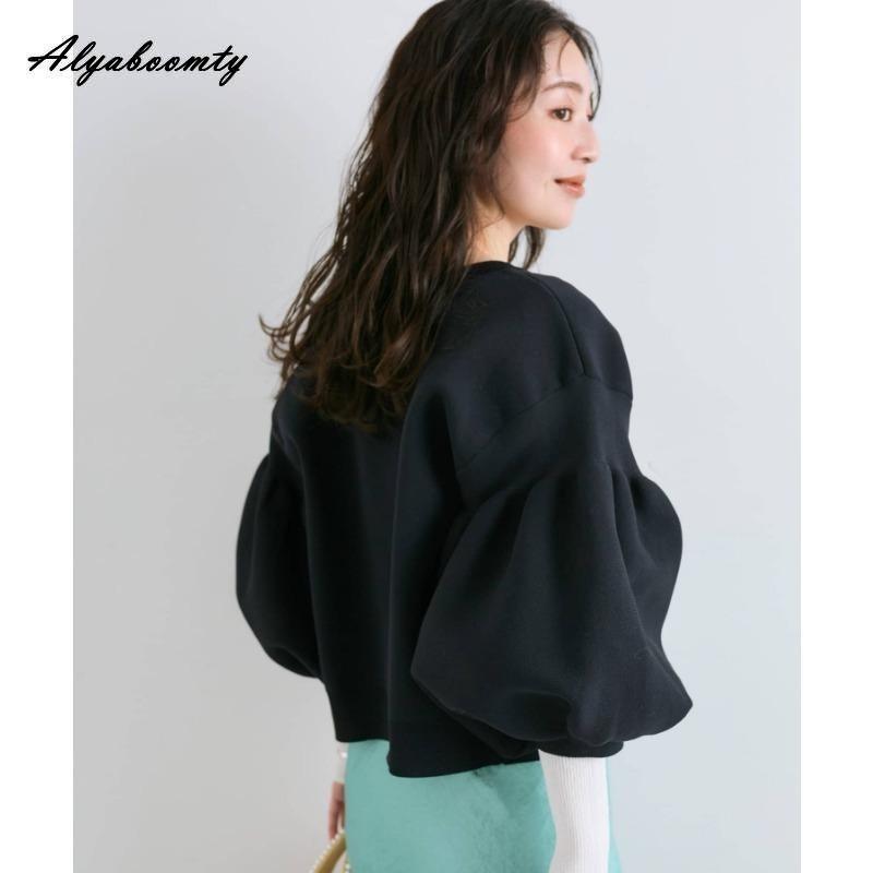 Korean Ulzzang Autumn Winter Women Sweater Blue Pink Black Apricot Knitting Cardigan Knitted Lantern Sleeve Stylish Outerwear