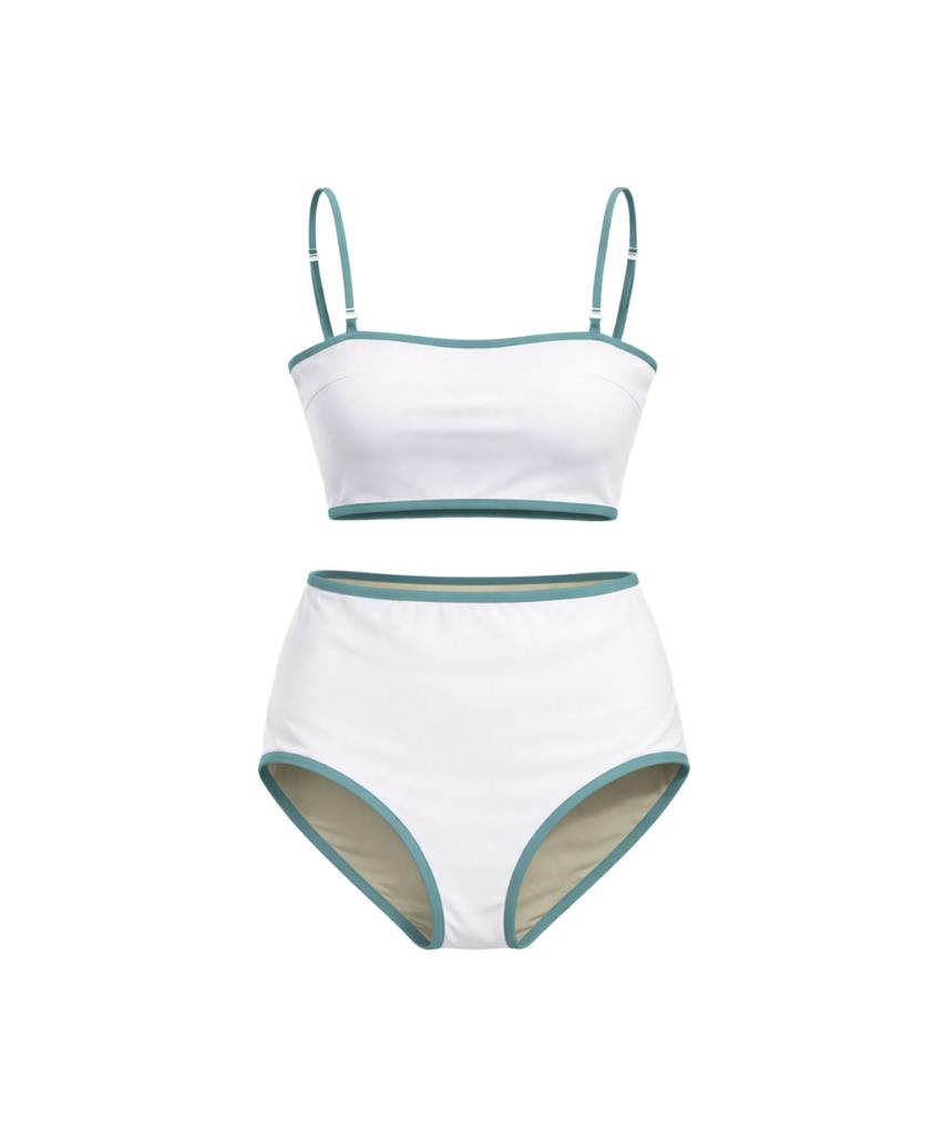 VIKINI VENDER Binding Simple High-Waisted Bikini - White