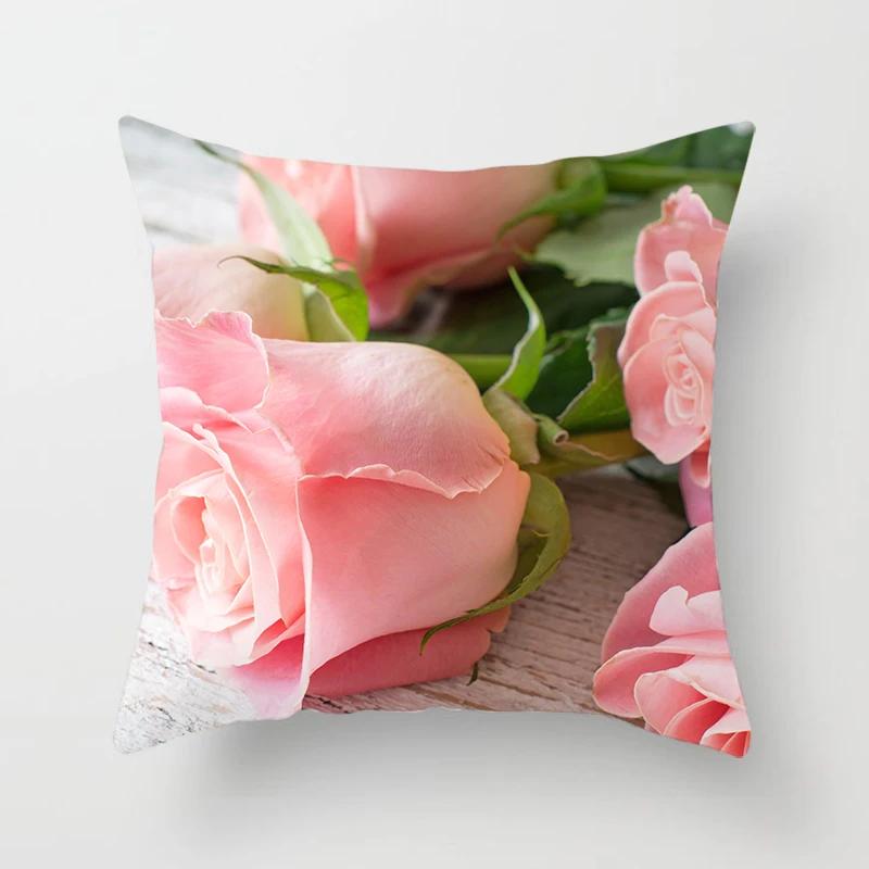 Floral Print Throw Pillow Cover Living Room Sofa Decor Car Office Seat Cushion   Home  45x45 cm