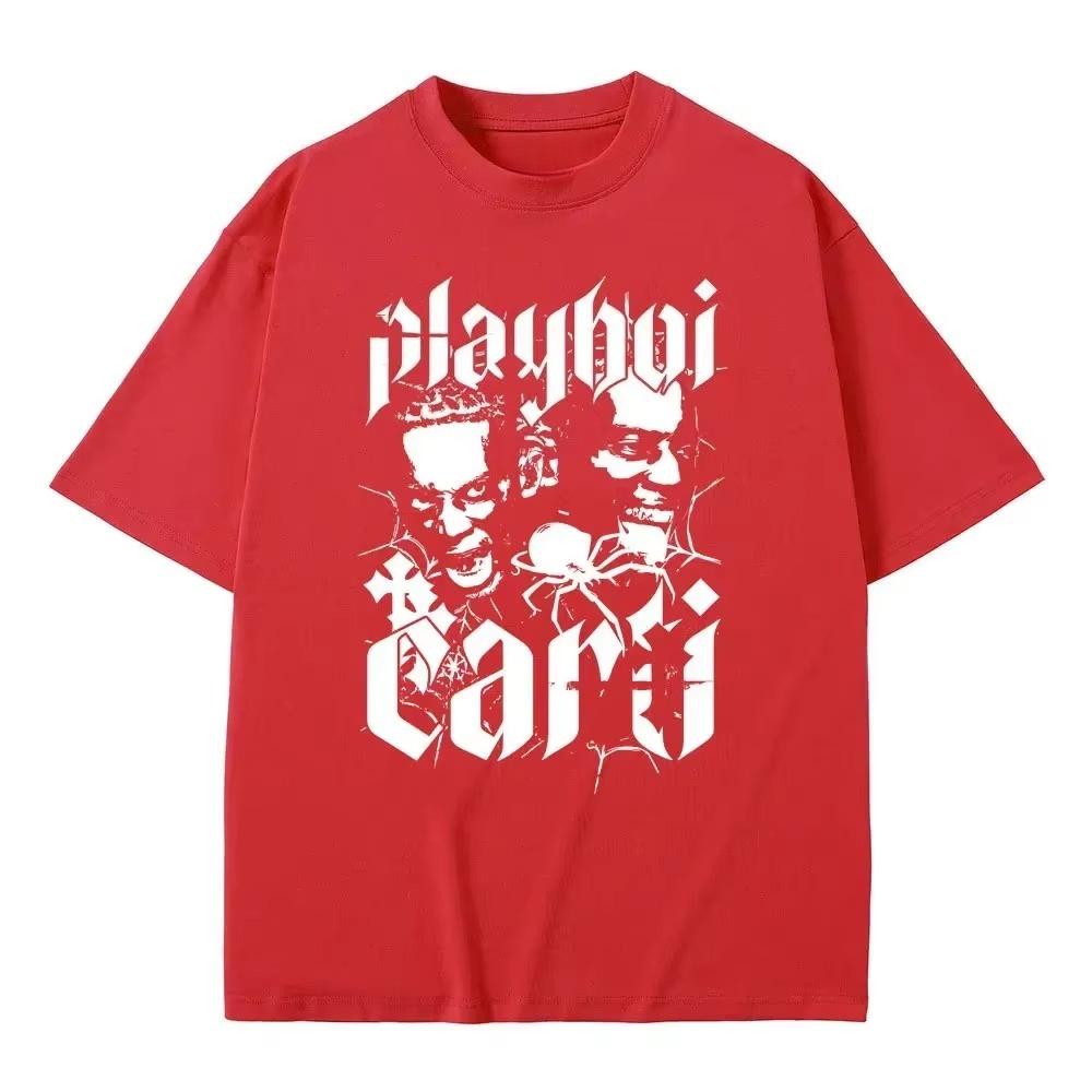 Rapper Playboi Carti Print Tshirt Setwear Male Hip Hop 2026 Springsummer new Fashion Pop music Shortsleeved top