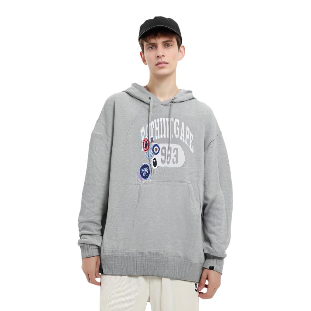 Bape Badge Motif Loose Fit Pullover Hoodie 1h80-114-012
