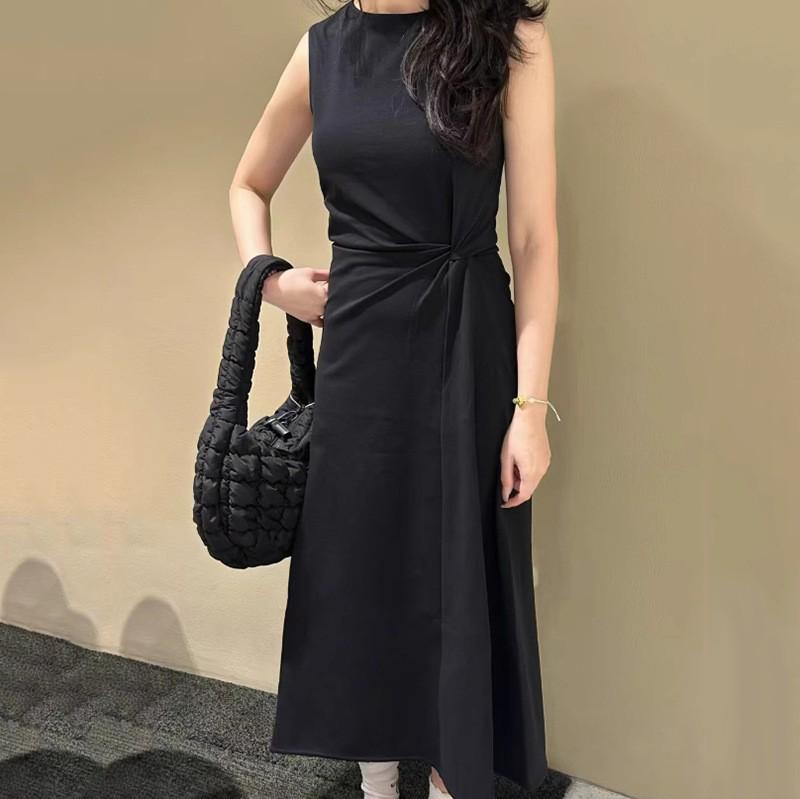 

CS Women s Wrap-Style Knotted Dress, Standard Fit, Black - Spring 2025 Arrival Medium