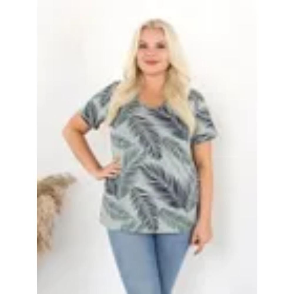 

Женская футболка с короткими рукавами и крупным цветочным принтом 3XL