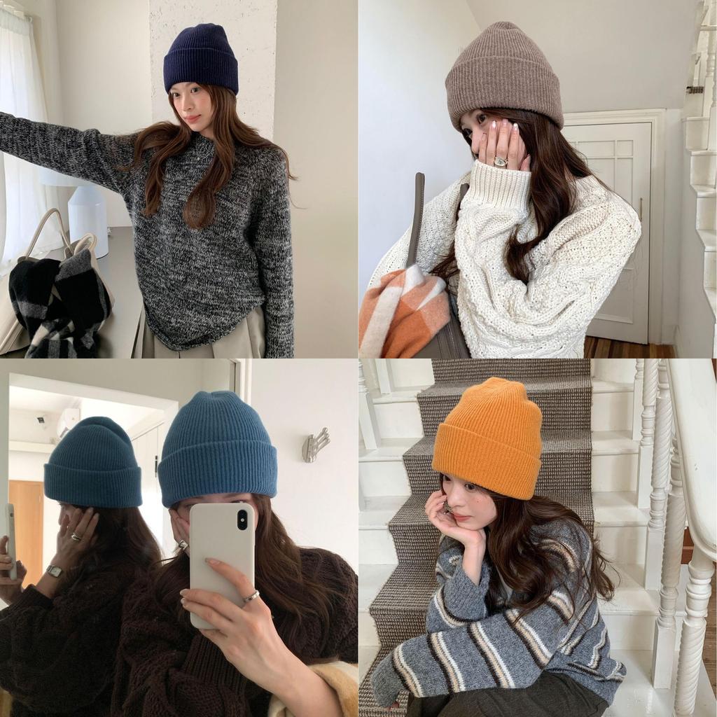 Women Pure Wool Knit Hat With Double Layer Warmth For Winter Casual Wear