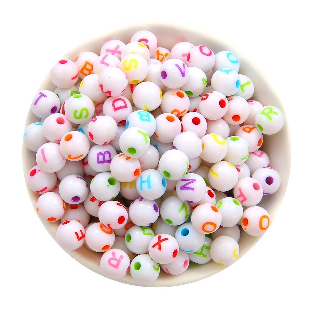 50-100Pcs Multi Size Shape Acrylic Letter Loose Spacer Beads For Jewelry Making