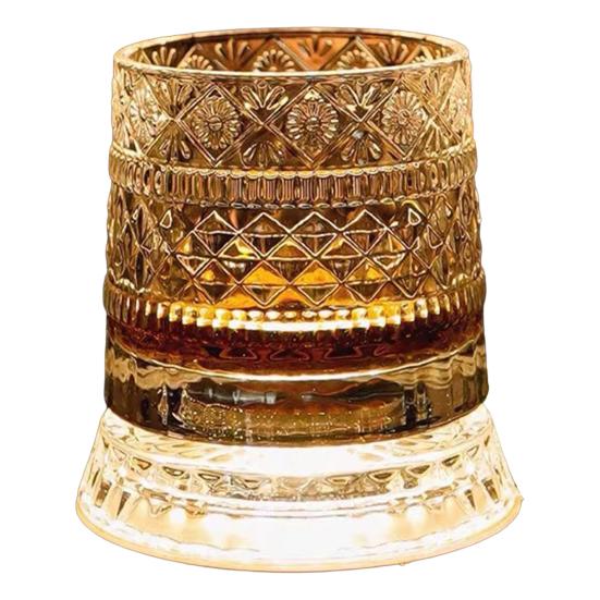 Rotating Whiskey Glass 360 Degree Spinning Lead-Free Tumbler for Bourbon 260ml Swirl Whiskey Glass Unique Gift for Men