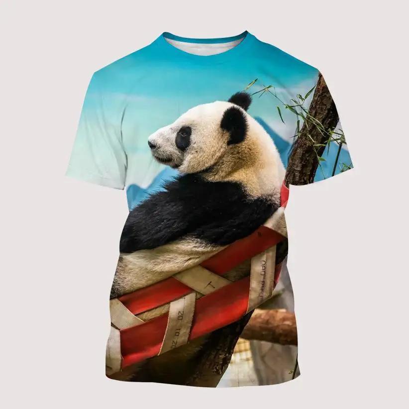 

New Cute Animals 3d Printed Funny Panda Pattern Men Women Kids T-shirts Street Style Breathable Lightweight Summer Sports Tops S