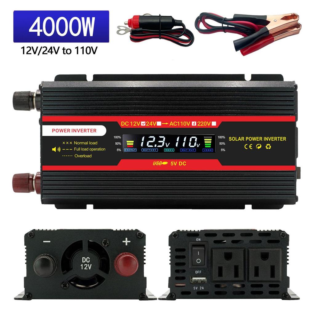 4000W Digital Car Power Inverter 12V/24V to 110V/220V
