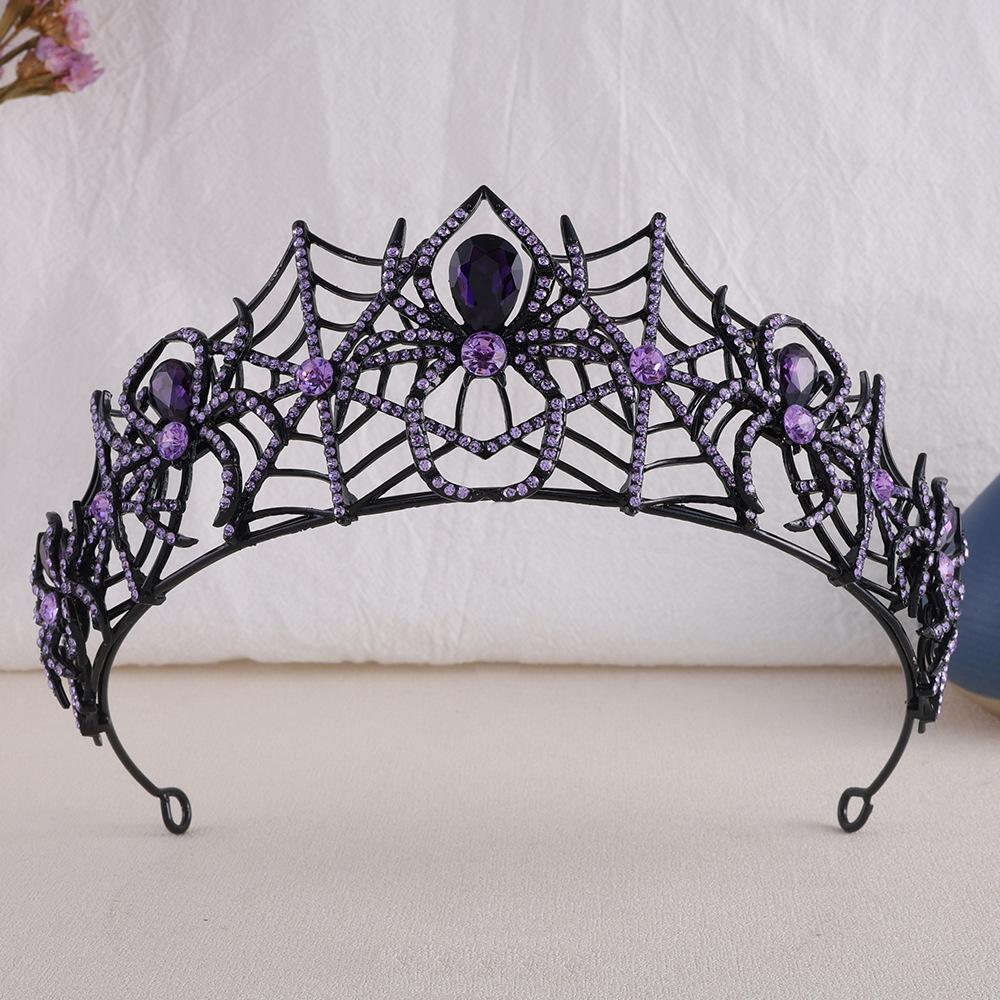 DIEZI Halloween Vintage Crystal Spider Tiara Crown Headwear For Women Girls Wedding Party Princess Bridal Queen Hair Accessories